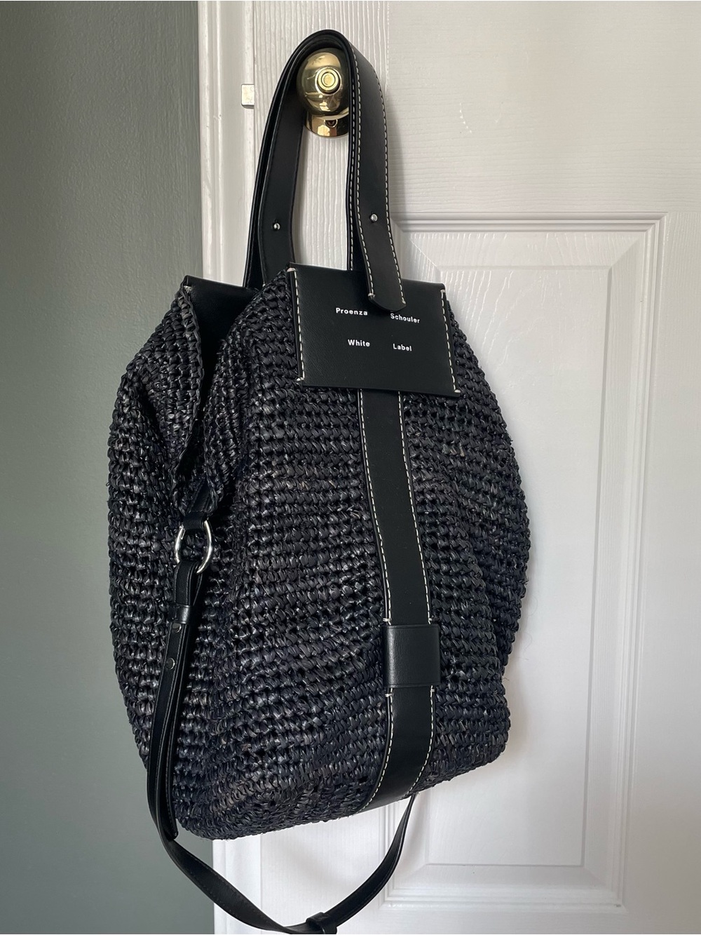 Proenza Schouler Black Woven Raffia Tote